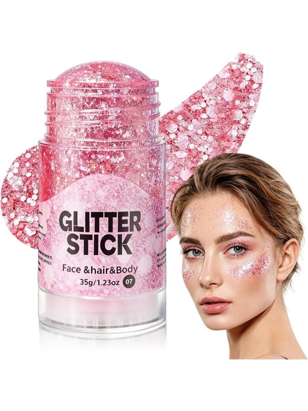 🎃Halloween Face Body Glitter Stick Pink Sparkly Hair Glitter Chunky Sequin